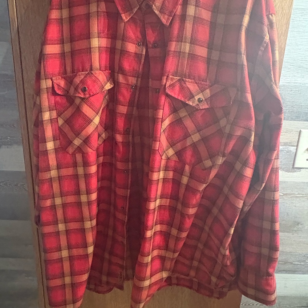 DIXXON Jarhead Red and Yellow Plaid Casual Button Down Shirt